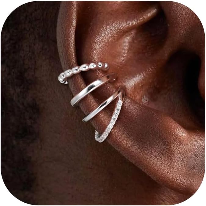 Funsanny Store Gold Ear Cuffs Earrings for Women Non Piercing - Clip on Cartilage Earrings Dainty 14K Gold Sterling Silver Plated Cubic Zirconia Huggie Hoop Earring for Women No Tarnish Trendy Jewelry Set - Image 1